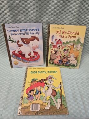 Little Golden Books Set - Poky Little Puppy, Old MacDonald, Bugs Bunny